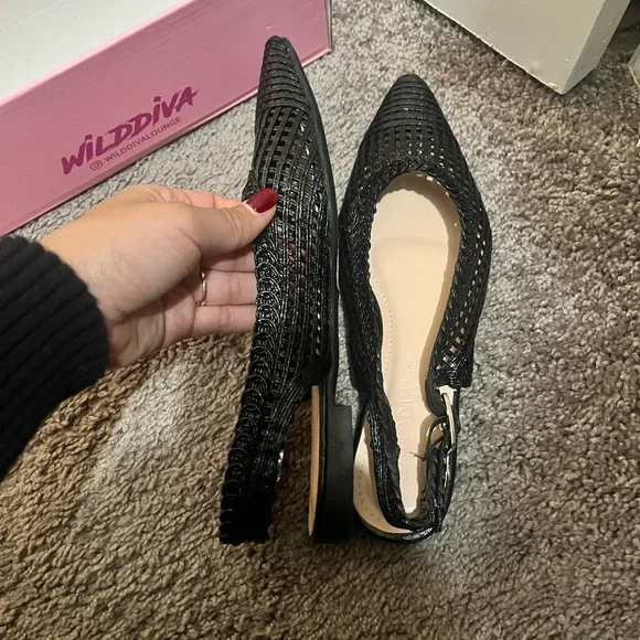 Wild Diva Black Woven Heels - Picture 3 of 6